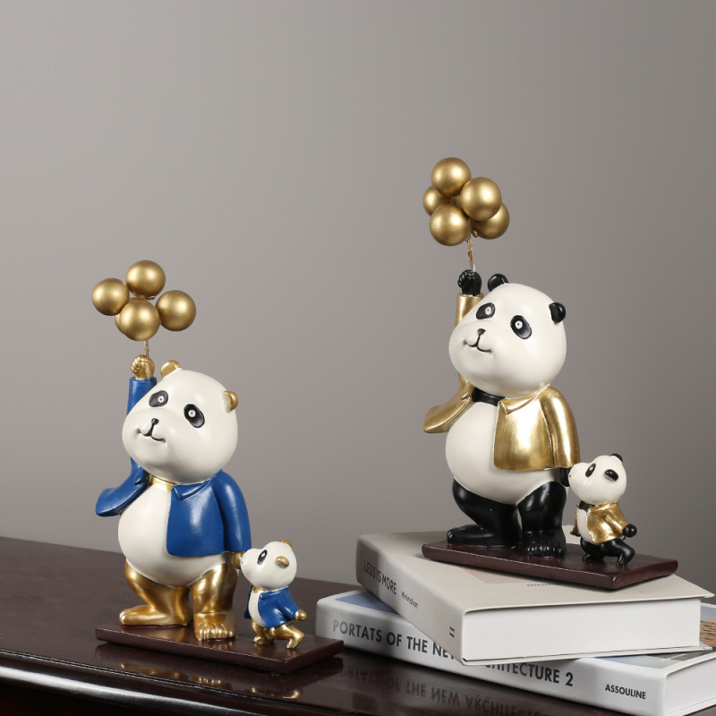 Figurină decorativă cu panda în stil desen animat pentru dulapul de televizor – decor modern, lux lejer pentru living și birou