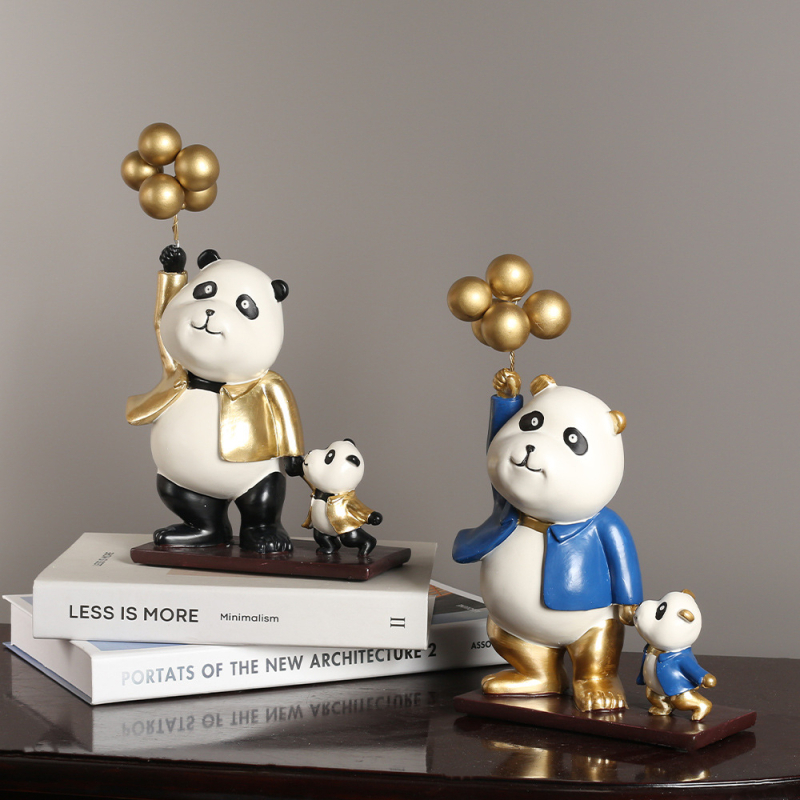 Figurină decorativă cu panda în stil desen animat pentru dulapul de televizor – decor modern, lux lejer pentru living și birou