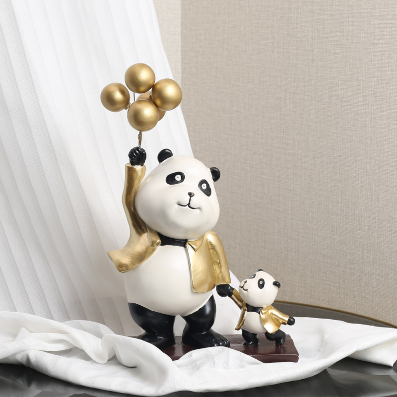 Figurină decorativă cu panda în stil desen animat pentru dulapul de televizor – decor modern, lux lejer pentru living și birou