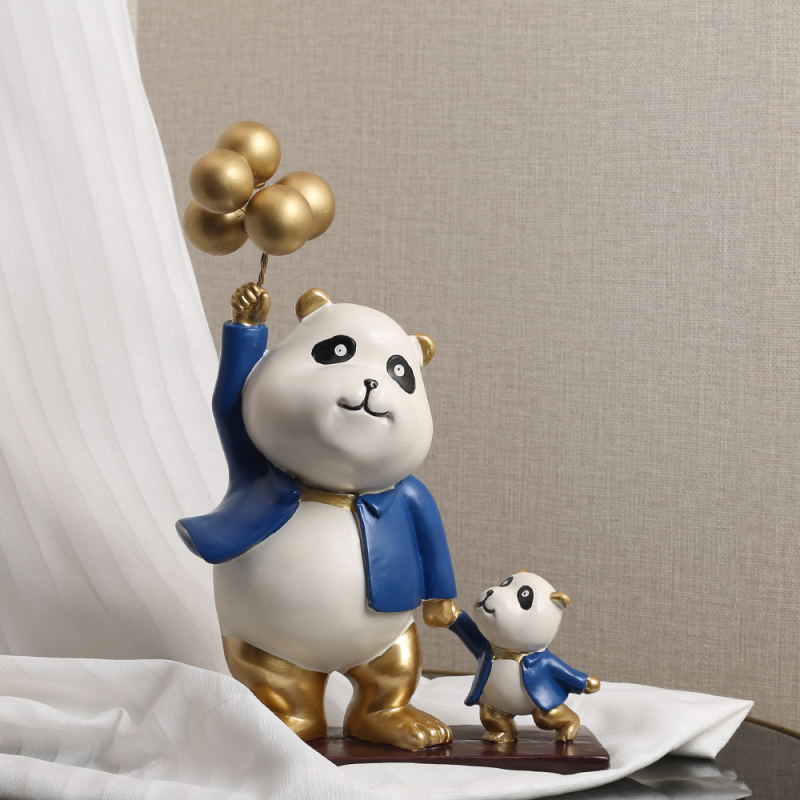 Figurină decorativă cu panda în stil desen animat pentru dulapul de televizor – decor modern, lux lejer pentru living și birou