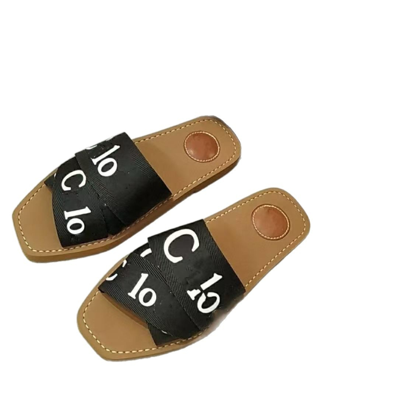 Papuci de damă cu broderie CD, talpă dublă, ușoare pentru vară, sandale slip-on de exterior