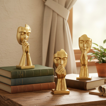 Set de trei figurine abstracte de rugăciune, minimalist, în stil euro-american, din rășină.