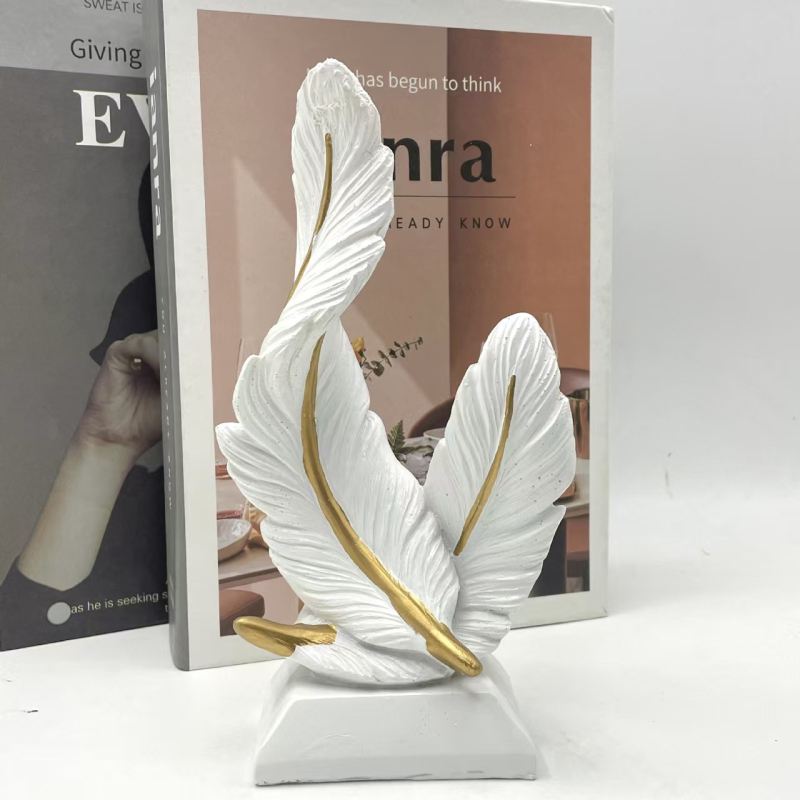 Ornament din rășină în formă de pană pentru living — decor modern de lux pentru dulap TV și dulap de vin