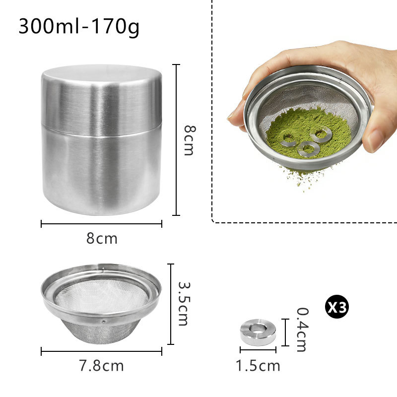 Recipient din oțel inoxidabil cu mecanism manual pentru matcha, uz casnic, recipient portabil de depozitare a pudrei de matcha, recipient ermetic pentru ceai în timpul călătoriilor