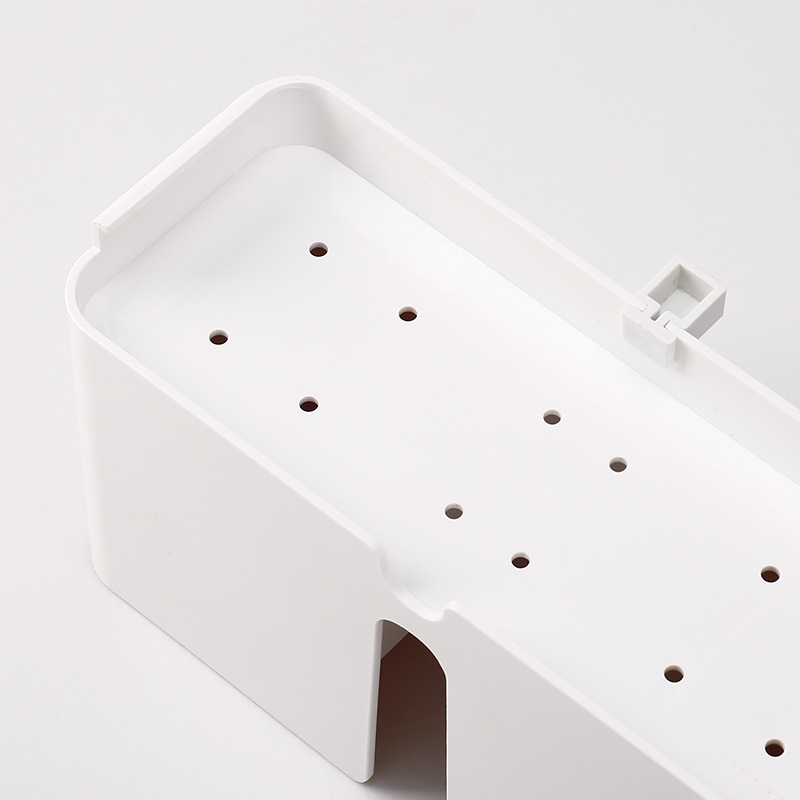 Raft de depozitare suspendat cu ventuze – fără găuri, 2 niveluri, din plastic, pentru bucătărie și baie