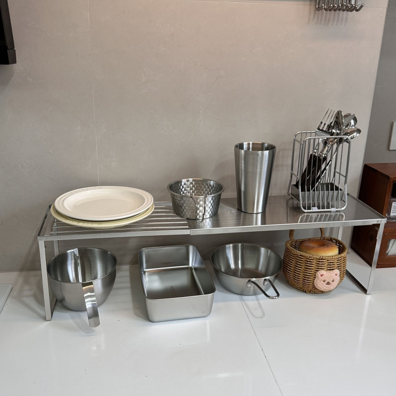 Raft de depozitare pentru farfurii din oțel inoxidabil 304, organizator de bucătărie extensibil, multifuncțional pentru condimente și căni de cafea