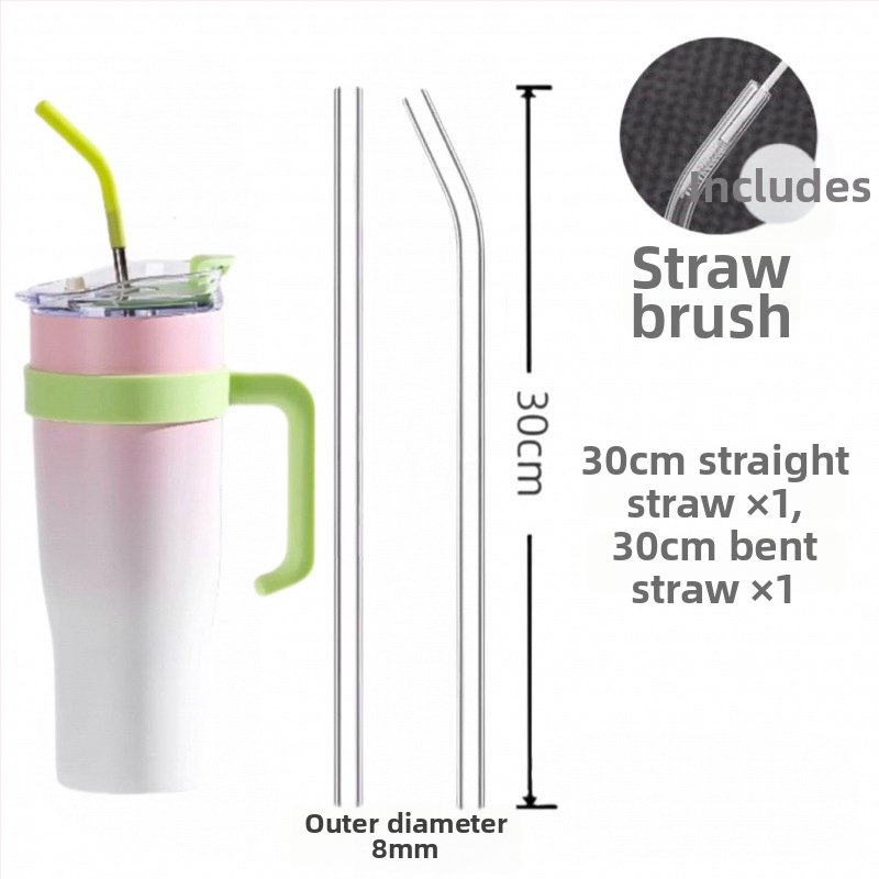 Predĺžená 30 cm priehľadná žiaruvzdorná sklenená slamka, kompatibilná so Stanley Ice Cup, potravinárska, rovná a ohnutá