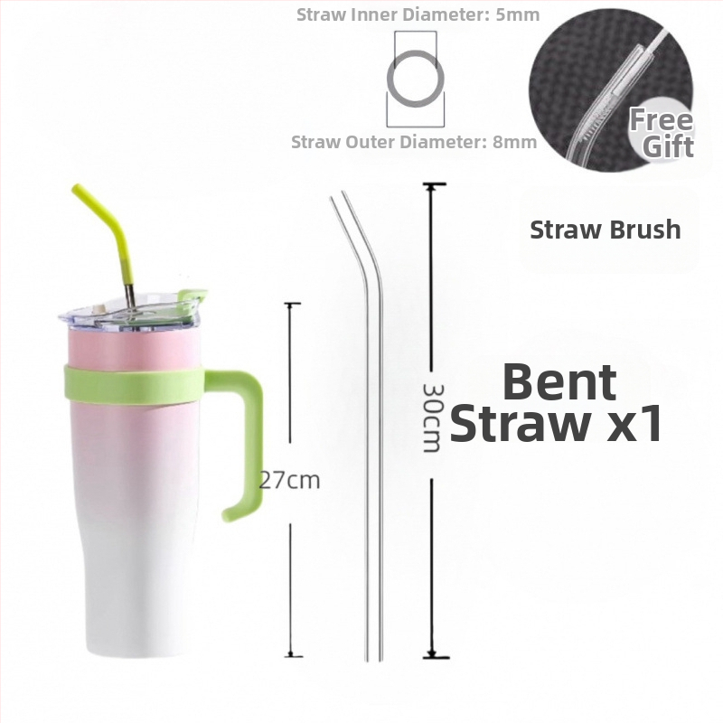 Predĺžená 30 cm priehľadná žiaruvzdorná sklenená slamka, kompatibilná so Stanley Ice Cup, potravinárska, rovná a ohnutá
