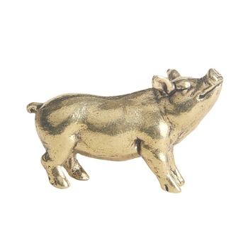 Porcușor din alamă solidă – ornament de birou cu motivul porcului din zodia; sculptură creativă pentru ceai.