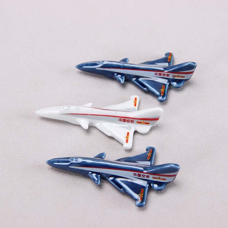 Decorațiune avion din porțelan, ornament ceramic cu suport pentru pixuri și suport pentru bețișoare, pentru birou și casă