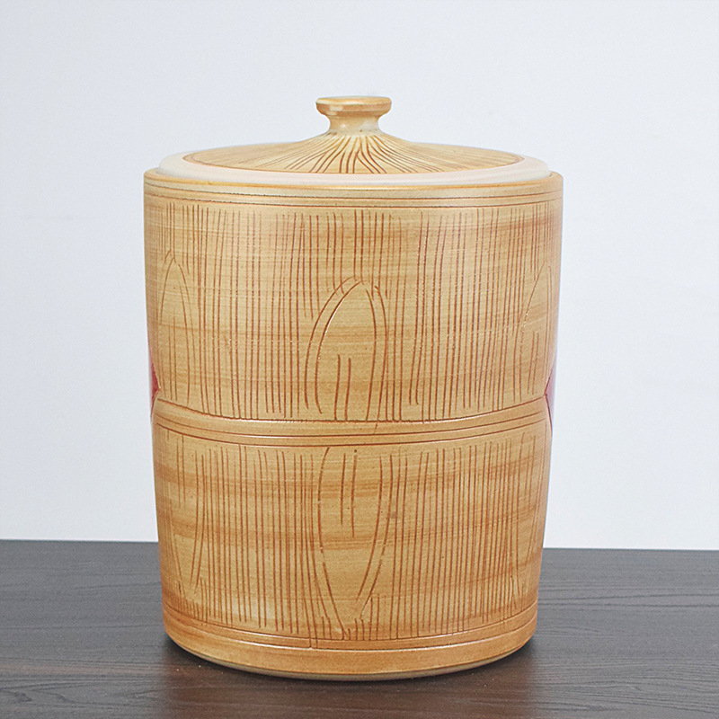 Recipient ceramic pentru depozitarea orezului, cu capac etanș, rezistent la umezeală și insecte, capacitate 10 L