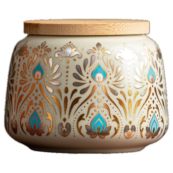Recipient ceramic pentru ceai, de înaltă calitate, cu capac din bambus, etanș la umezeală, decorativ, stil chinezesc pentru depozitare acasă