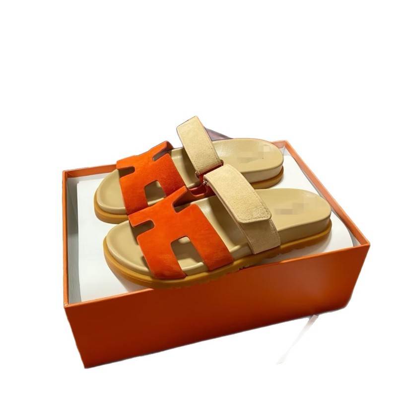 Sandale unisex din piele naturală, cu Velcro, curea simplă, talpă groasă pentru plajă