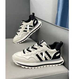 Férfi cipő őszi 2024, felsőrész bőr, vastag talp, háromcsíkos casual edzőcipő – dad shoes
