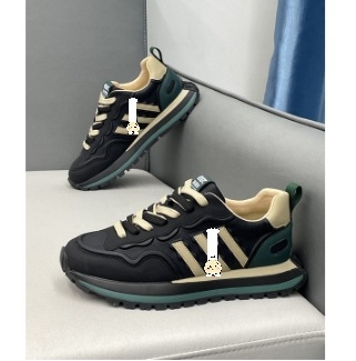 Férfi cipő őszi 2024, felsőrész bőr, vastag talp, háromcsíkos casual edzőcipő – dad shoes