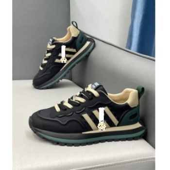 Férfi cipő őszi 2024, felsőrész bőr, vastag talp, háromcsíkos casual edzőcipő – dad shoes