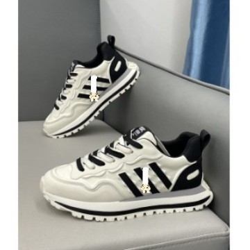 Férfi cipő őszi 2024, felsőrész bőr, vastag talp, háromcsíkos casual edzőcipő – dad shoes