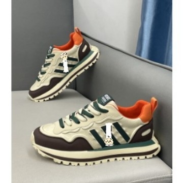 Férfi cipő őszi 2024, felsőrész bőr, vastag talp, háromcsíkos casual edzőcipő – dad shoes