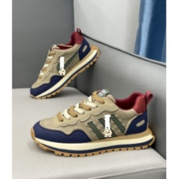 Férfi cipő őszi 2024, felsőrész bőr, vastag talp, háromcsíkos casual edzőcipő – dad shoes