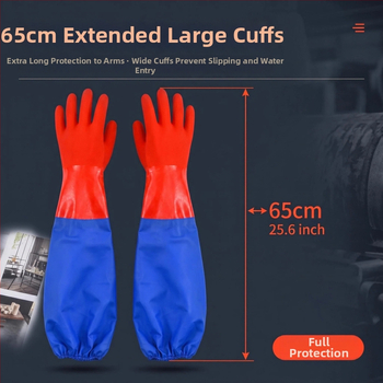 65 cm priemyselné gumené rukavice na umývanie riadu, predĺžená dĺžka, flexibilné pri nízkych teplotách, prispôsobiteľné OEM