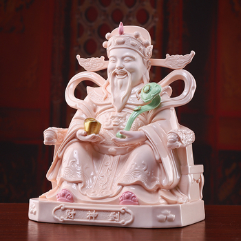 Statuetă ceramică a lui Bi Gan, Dumnezeu al bogăției, porțelan alb