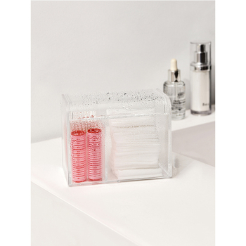 Cutie de cristal cu capac rabatabil pentru bețișoare din bumbac, depozitare pentru cosmetice și ruj