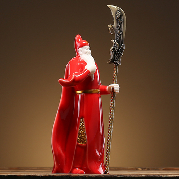 Statuetă Guan Gong din porțelan – zeu al războiului și bogăției pentru decor de birou