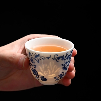 Set de ceai din porțelan albastru și alb, stil chinezesc nou, de înaltă calitate, complet pentru casă și birou, în cutie cadou