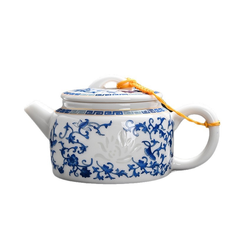 Set de ceai din porțelan albastru și alb, stil chinezesc nou, de înaltă calitate, complet pentru casă și birou, în cutie cadou