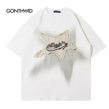 Tricou bărbați oversized 3D cu stele, stil Harajuku street, casual lejer hip-hop, imprimare 2K