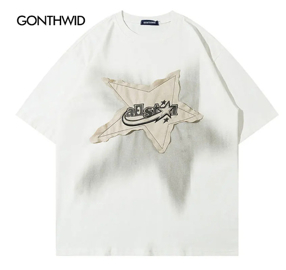 Tricou bărbați oversized 3D cu stele, stil Harajuku street, casual lejer hip-hop, imprimare 2K