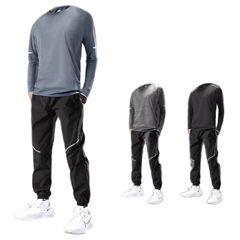 Set sportiv masculin de vară pentru alergare: tricou cu mânecă lungă, uscare rapidă, protecție UV pentru antrenament