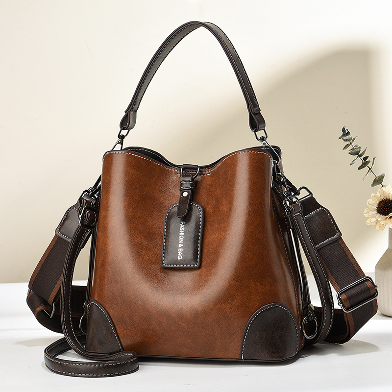 Γυναικεία τσάντα κουβά – κομψή νυφική crossbody, μεγάλη χωρητικότητα, PU δέρμα, μοντέλο 2026