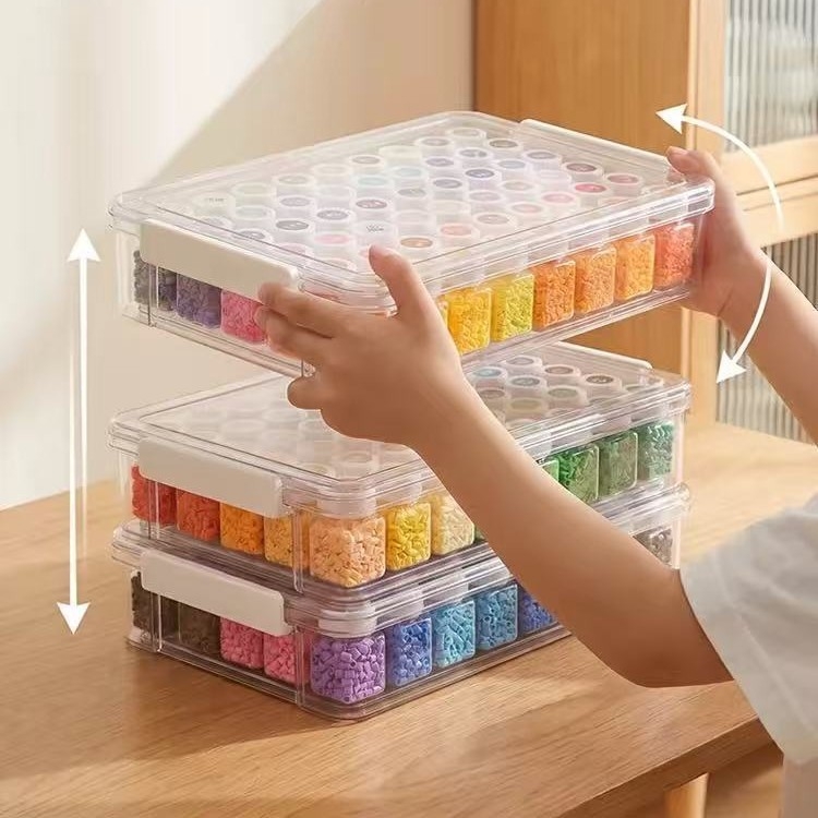 Cutie de depozitare multifuncțională pentru mărgele, cu compartimente separate pentru mărgele și accesorii, organizator transparent pentru bijuterii, cutie rezistentă la praf