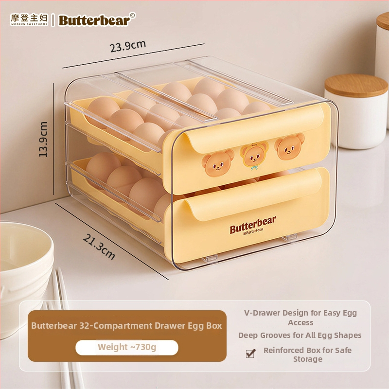 Modern Housewife Butter Bear Δοχείο αποθήκευσης αυγών, Οργανωτής αυγών τύπου συρταριού