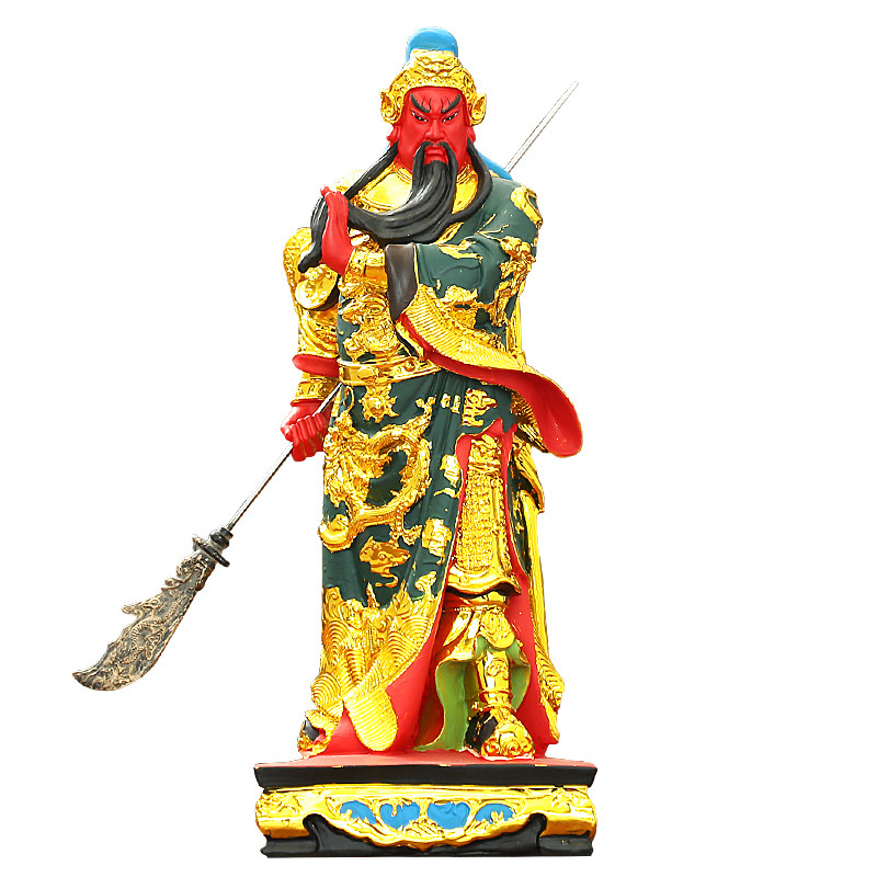 Új Guan Gong rezin szobor karddal – A vagyon Istene, Guan Yu, otthoni dekoráció