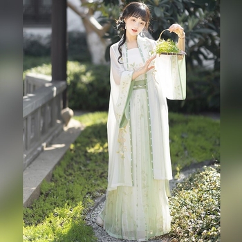 Φόρεμα Hanfu με κέντημα Γιασεμί, στυλ Δυναστείας Σονγκ, με τιράντες, πλισέ φούστα, καλοκαιρινή έκδοση