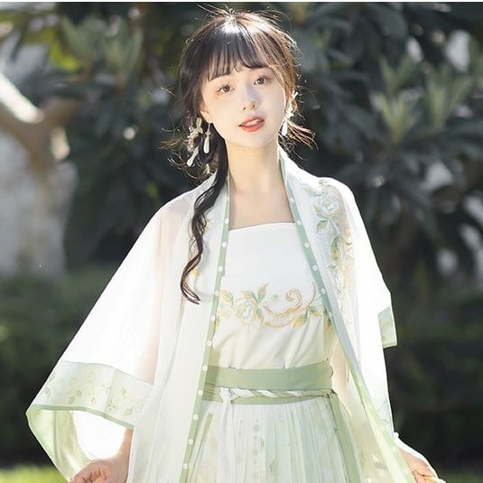 Φόρεμα Hanfu με κέντημα Γιασεμί, στυλ Δυναστείας Σονγκ, με τιράντες, πλισέ φούστα, καλοκαιρινή έκδοση
