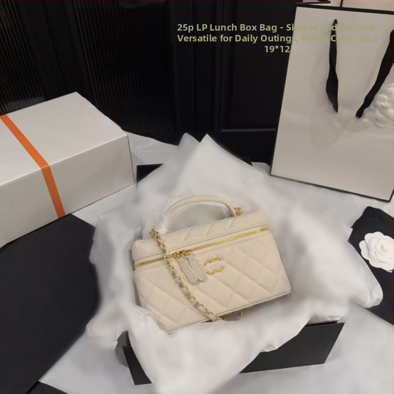 Taška na obed z kaviárovej kože, hovädzej kože s vrchnou vrstvou, crossbody s diamantovou prešívanou časťou a retiazkovým popruhom, malá štvorcová taška