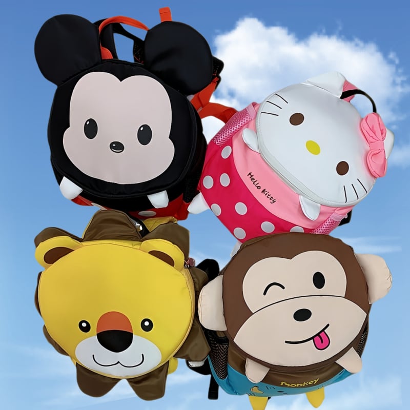 Gyerek hátizsák oroszlán alakú Mickey és Minnie figurákkal, két vállpántos