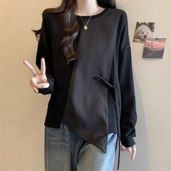 Γυναικείο φούτερ Plus Size με ακανόνιστο patchwork και μπλοκ χρωμάτων, κορεαϊκό-ιαπωνικό casual χαλαρό στυλ, άνοιξη–φθινόπωρο 2026