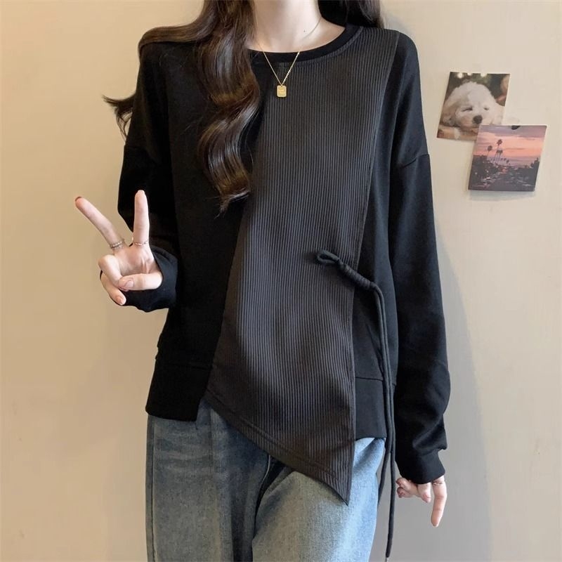 Γυναικείο φούτερ Plus Size με ακανόνιστο patchwork και μπλοκ χρωμάτων, κορεαϊκό-ιαπωνικό casual χαλαρό στυλ, άνοιξη–φθινόπωρο 2026
