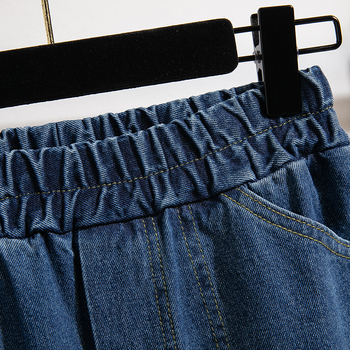 Γυναικείες τζιν παντελόνες τύπου dad pants, άνοιξη–φθινόπωρο, ελαστική υψηλή μέση, χαλαρή γραμμή, μεγάλο μέγεθος, στενότερες προς τον αστράγαλο, μήκος 9/10, στυλ χαρέμ-λαντέρν