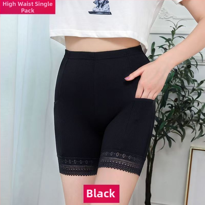 Dámske letné tenké čipkované bezpečnostné šortky s vreckami, plus size, decentné zakrytie, trištvrťové dĺžka, sexi