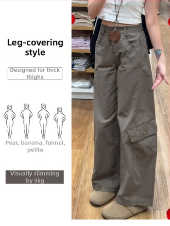 Dámske džínsy American Retro Workwear so širokými nohavicami, jeseň 2025, vysoký pás, voľný strih, ležérny rovný strih, strih Scimitar