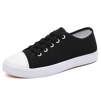 Γυναικείες καμβά sneakers σε κορεατικό στυλ, λευκές, χαμηλό ύψος, μονόχρωμες, καθημερινά παπούτσια για άνοιξη και φθινόπωρο