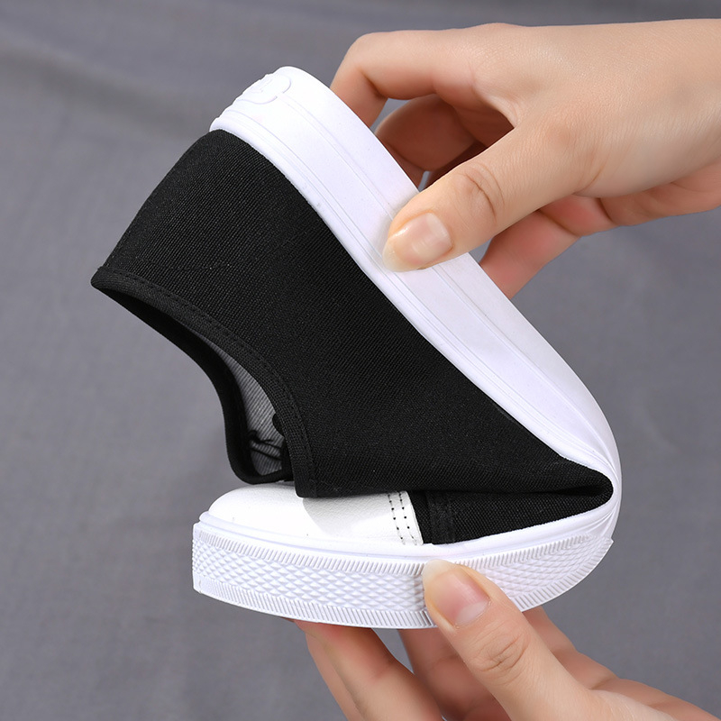 Γυναικείες καμβά sneakers σε κορεατικό στυλ, λευκές, χαμηλό ύψος, μονόχρωμες, καθημερινά παπούτσια για άνοιξη και φθινόπωρο