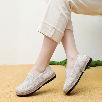 Γυναικεία παπούτσια τύπου Fisherman, slip-on, δαντελωτό κέντημα, επάνω με πλέγμα, άνοιξη 2026, φλατ σόλα