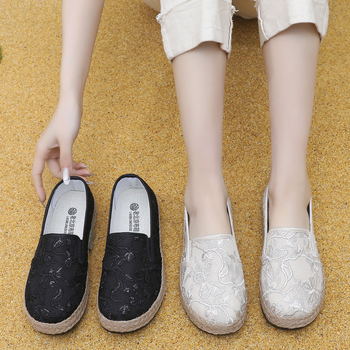 Γυναικεία παπούτσια τύπου Fisherman, slip-on, δαντελωτό κέντημα, επάνω με πλέγμα, άνοιξη 2026, φλατ σόλα