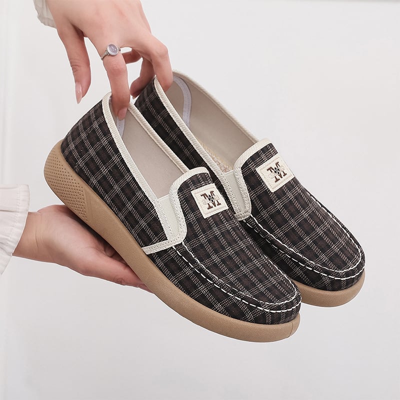 Old Beijing γυναικείες καμβάτες παπούτσια, slip-on, στρογγυλό μπροστινό μέρος, χαμηλή φτέρνα, αναπνεύσιμα, για άνοιξη και φθινόπωρο